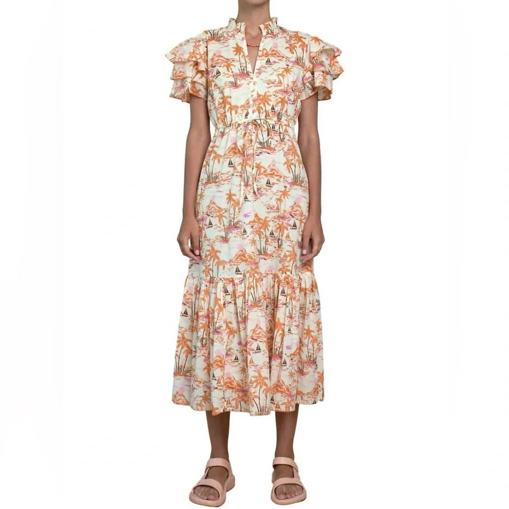 Olivia James The Label Delia Dress Escape Tawny Maxi